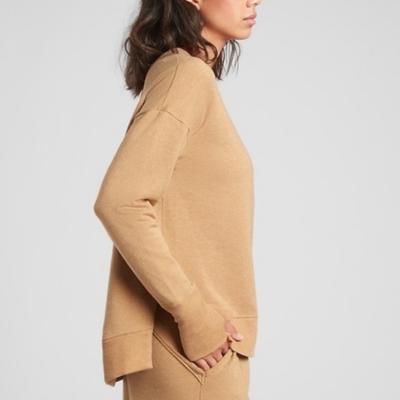 ATHLETA Balance Pullover Sweatshirt Tuscan Gold Tan Multi Nep Nirvana Fabric S - Picture 2 of 12